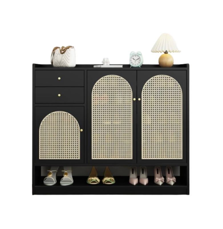 Rattan Wood Shoe Cabinet