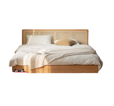 Rattan Headboard Storage Bed 