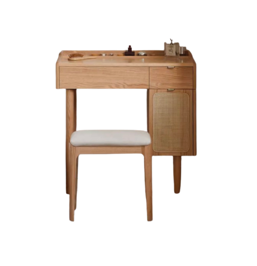 Rattan Vanity Table and Chair Set