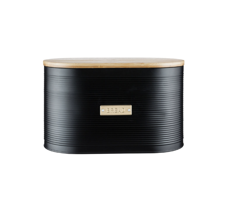 Typhoon Otto Oval Steel Bread Bin with Bamboo Lid