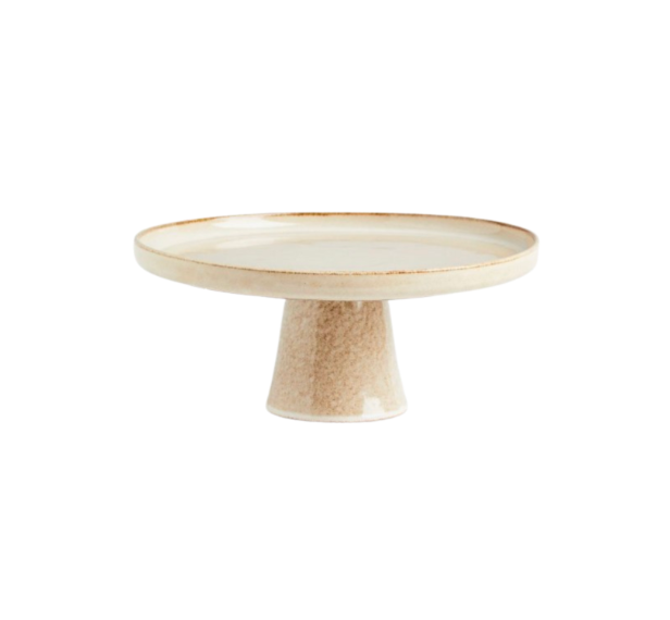 Stoneware Cake Stand - Beige