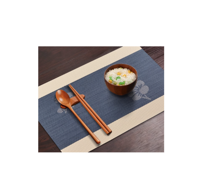 Japanese Style Tablemat - Plum Blossoms with White Edges