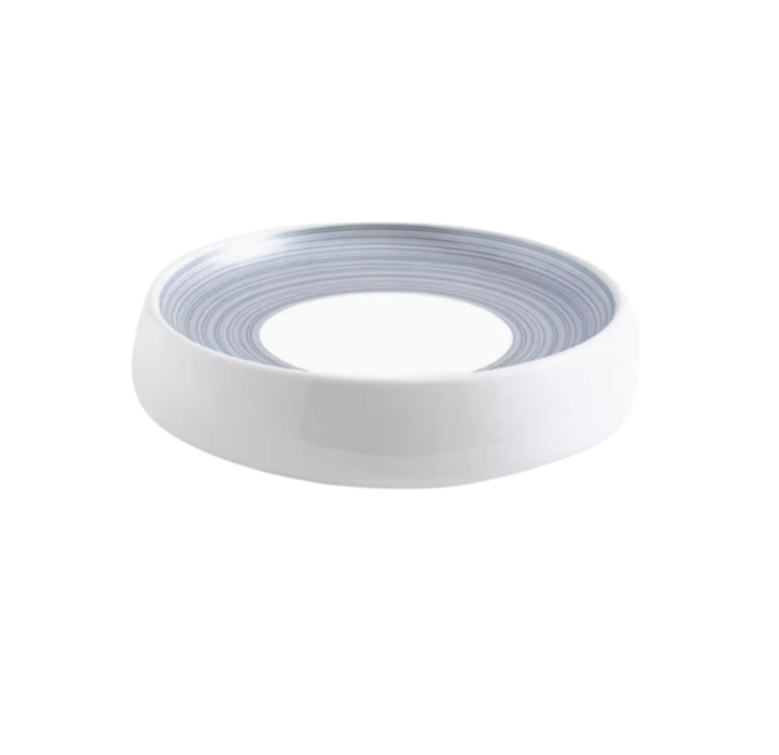 Drum Shaped Shallow Dish, 10" - Gray Tone