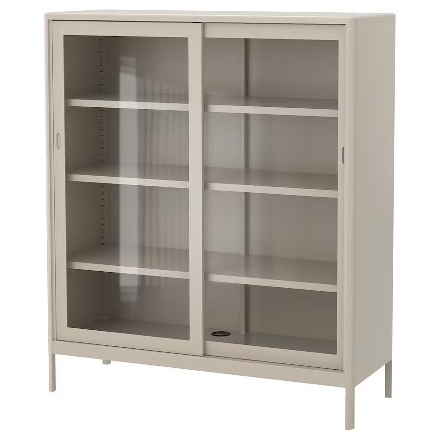 IDÅSEN Cabinet with Sliding Glass Doors - Beige