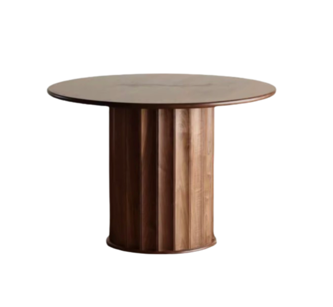 Round Wooden Table With Fluted Column