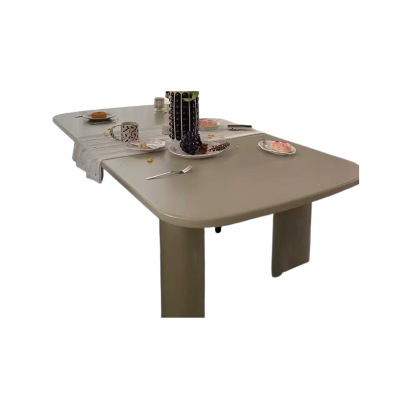 Cream Rectangle Dining Table With Rounded Edges