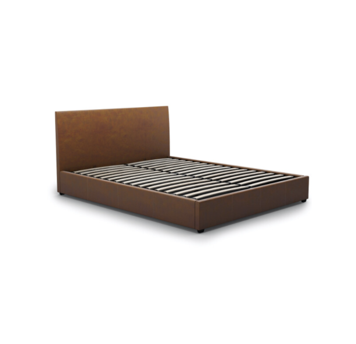 Foster Queen-Sized Storage Bed - PU Camel Brown