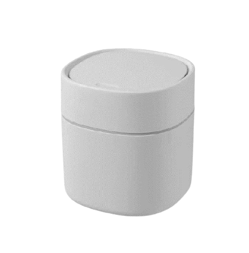 Mini Desktop Trash Can, Push Type - White