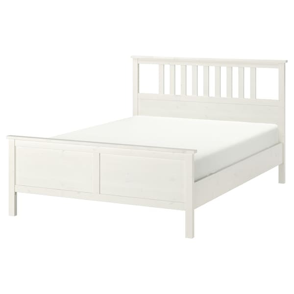 HEMNES Bed Frame, Queen - White stain/Luröy