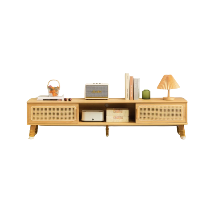 Wooden Rattan TV Console