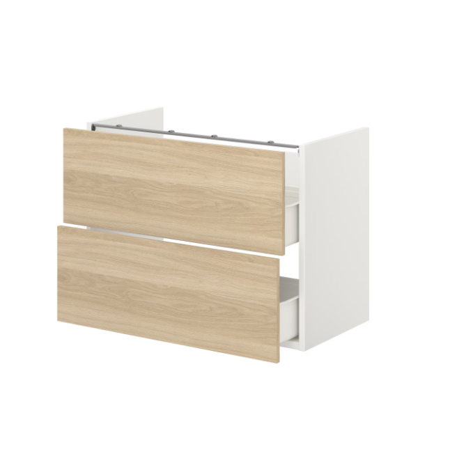 ENHET Base Washbasin With 2 Drawers, 80x42x60 cm - White/Oak Effect