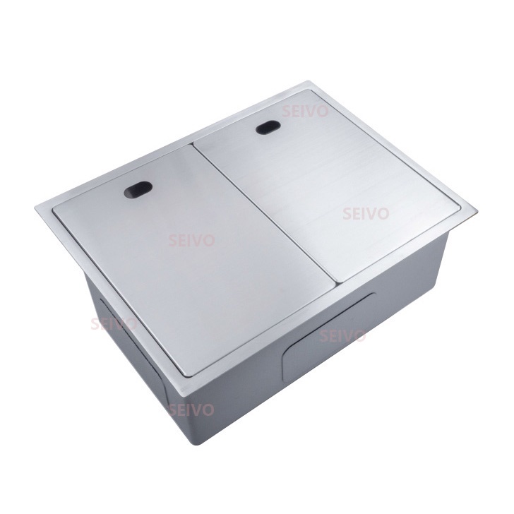Hidden Kitchen Sink 304 Single Groove Invisible With Cover, 680 x 480mm, Stainless Steel 