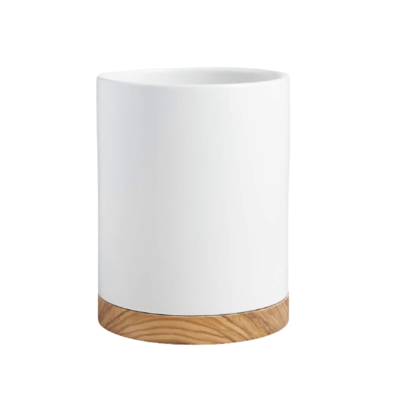 Olivewood and Matt Ceramic Utensil Holder