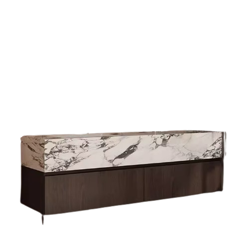 Rock Slab Ceramic Integrated Sink With Vanity