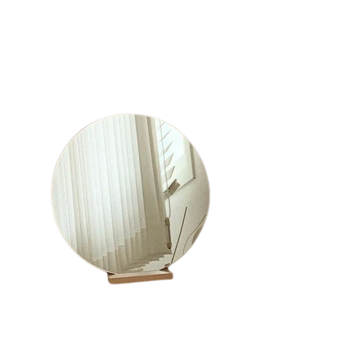 Makeup Mirror Solid Wood Base Round Mirror
