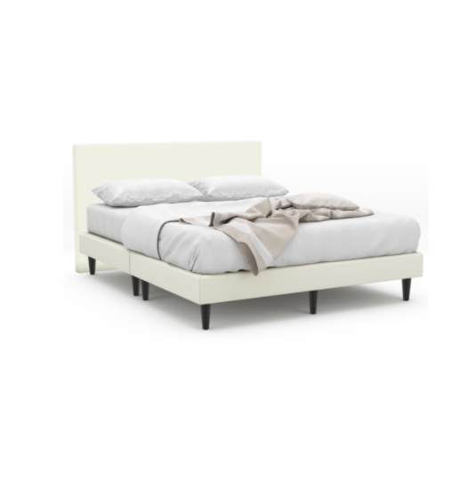 Hester Faux Leather Bed Frame With 6 Inch Black Legs