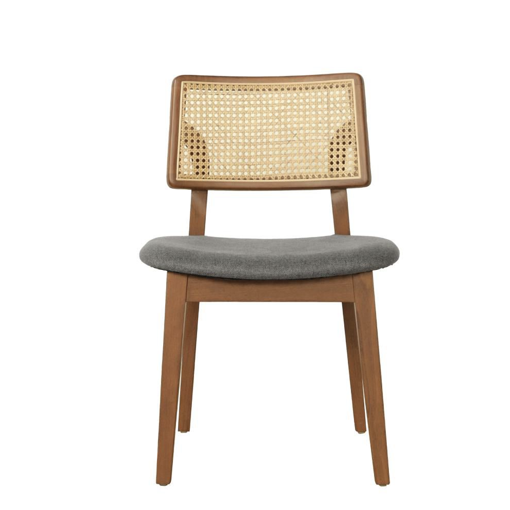 Jago Rattan Dining Side Chair - Medium Walnut/Taupe