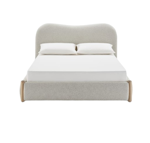 Rochelle Performance Bouclé Bed, Queen, White Quartz