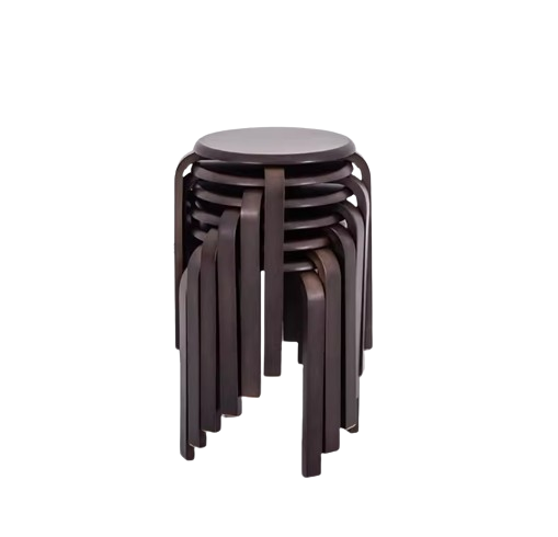 Solid Wood Stool, Set Of 6, Walnut