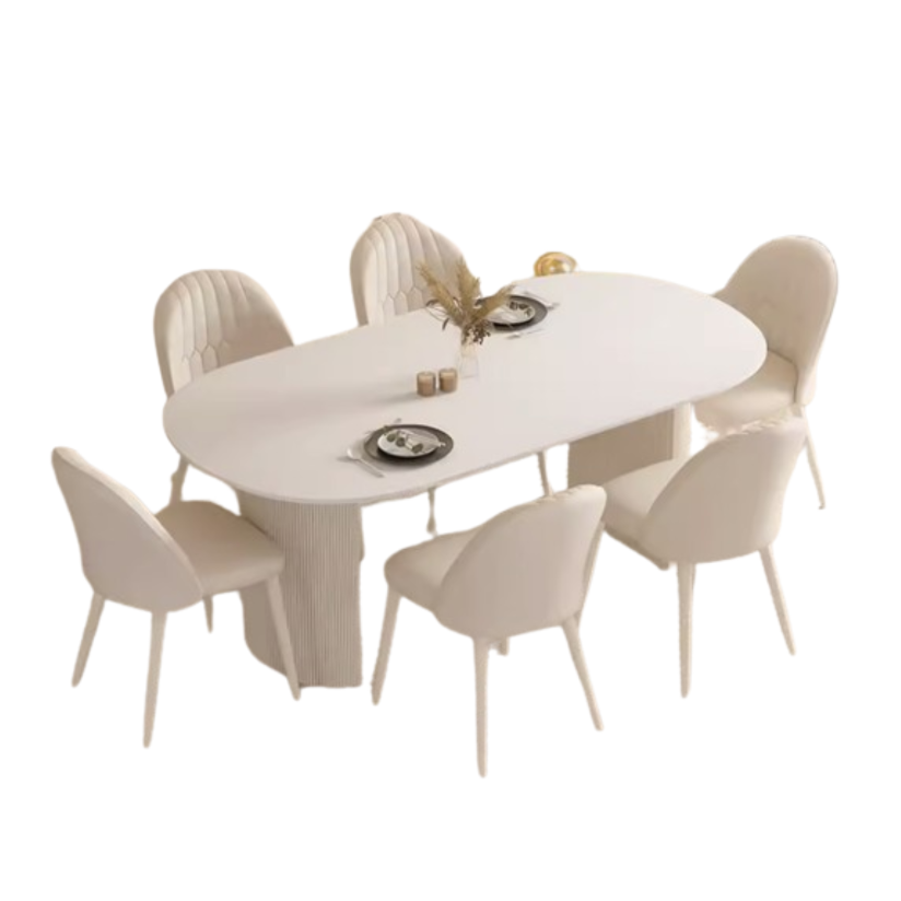Fluted Based Pill Shaped Dining Table