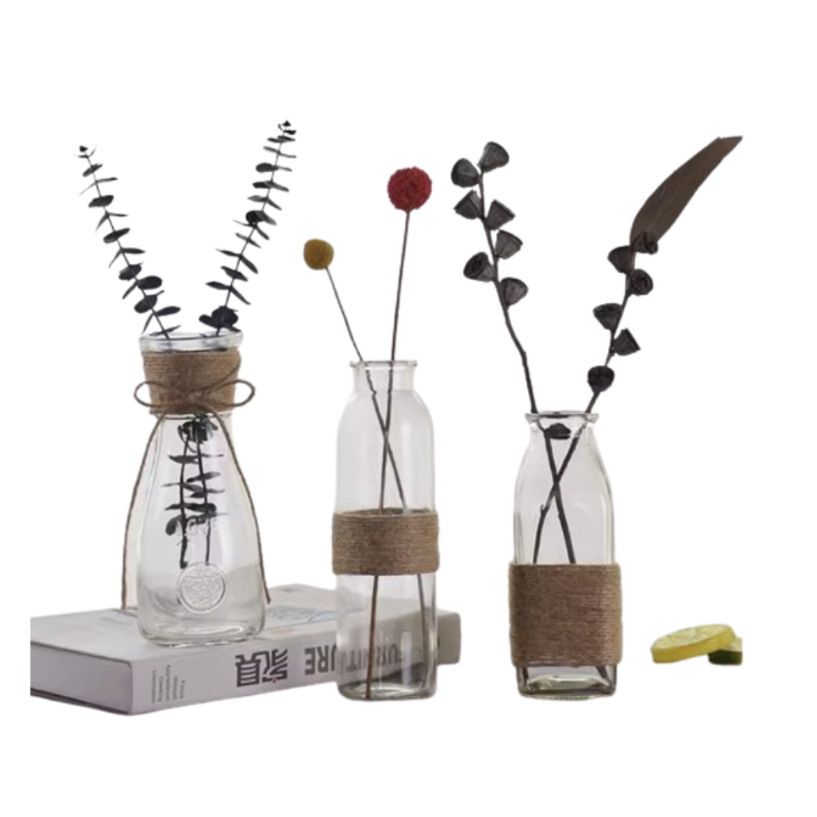 Rattan Rimmed Glass Vase