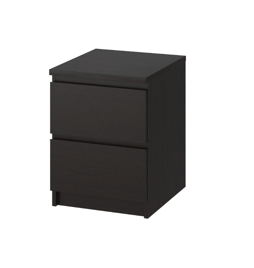MALM Chest of 2 Drawers, 40/55cm - Black Brown