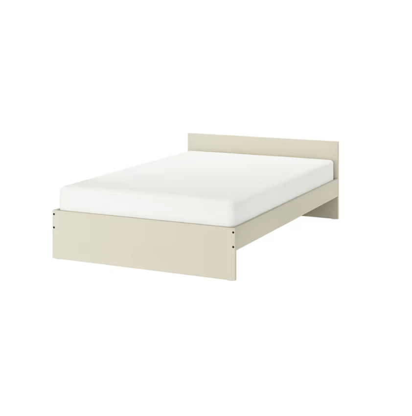 GURSKEN Bedframe with Headboard, 150x200 cm, Light Beige/Luröy