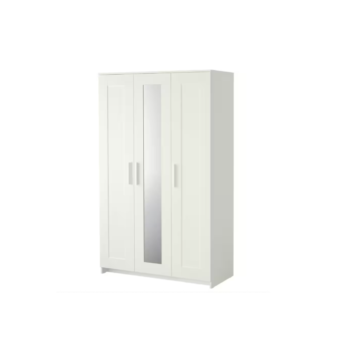 BRIMNES Wardrobe with 3 Doors, 117x190 cm - White