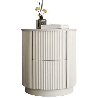 Fluted Bedside Table With Double Drawers