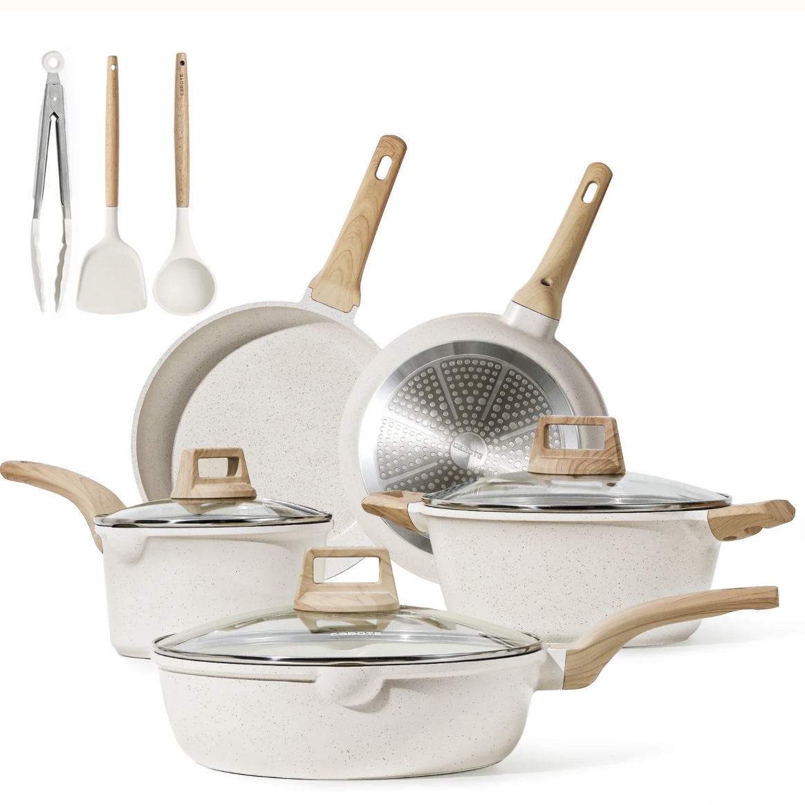 Carote 11-Piece Nonstick Cookware - Granite