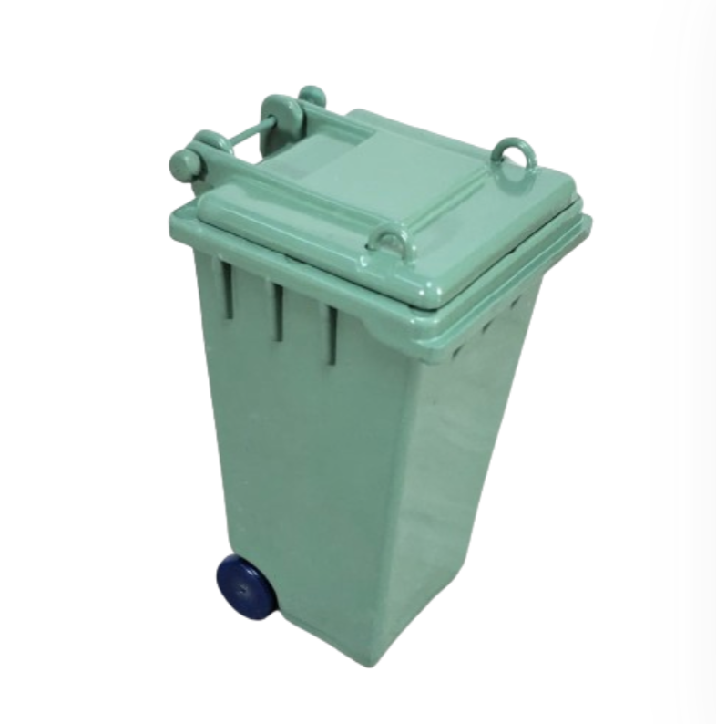 Dollhouse Green Garbage Can Wheelie Bin