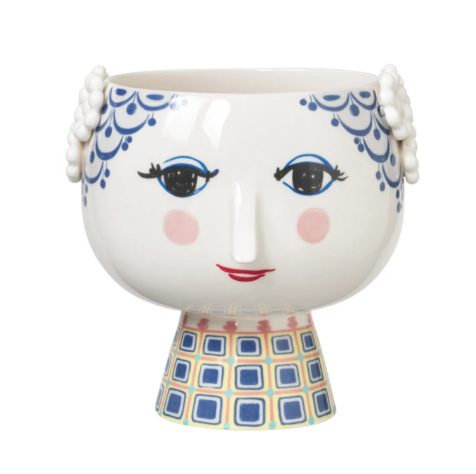 Eva Flowerpot On Base, 15.5 cm - Blue