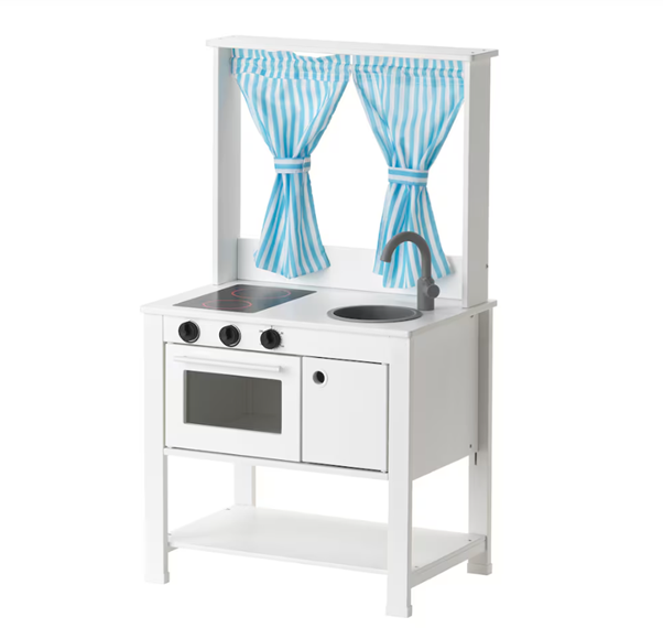 SPISIG Play Kitchen With Curtains, 55x37x98 cm