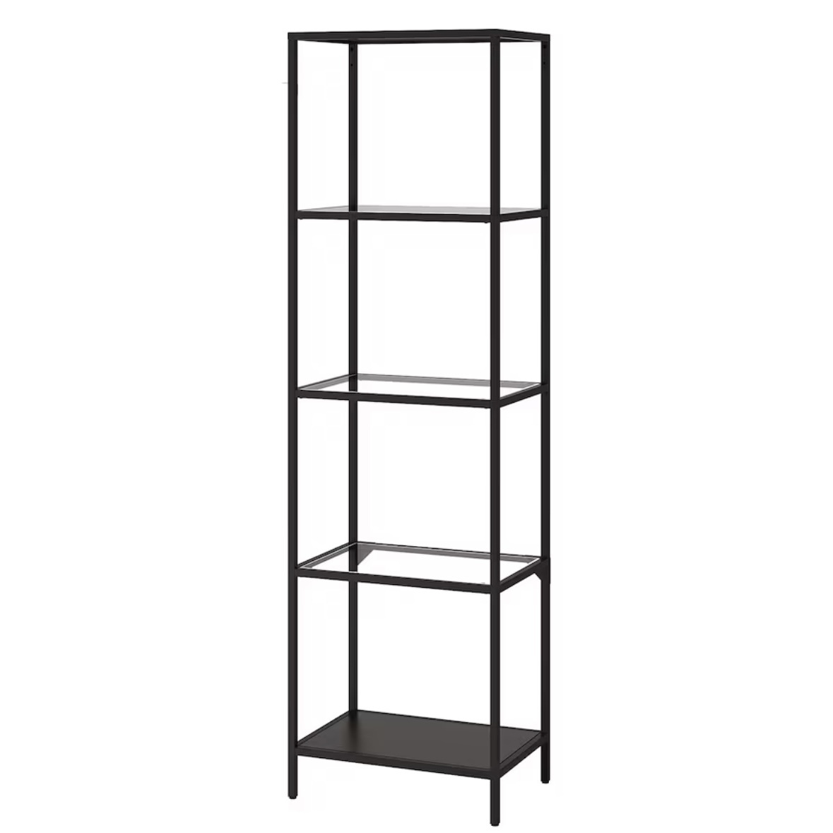 VITTSJÖ Shelving Unit - Black-brown/Glass