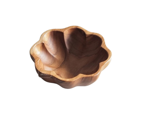 MAWAR KAYU Teak Wood Bowl With Floral Pattern