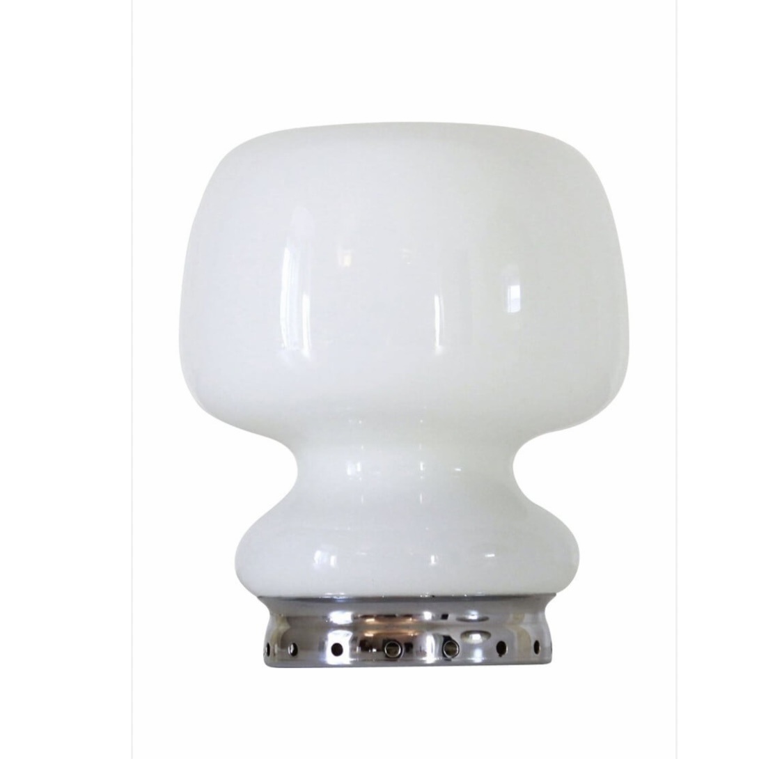 Vintage Opaline Mushroom Glass Table Lamp 1950s
