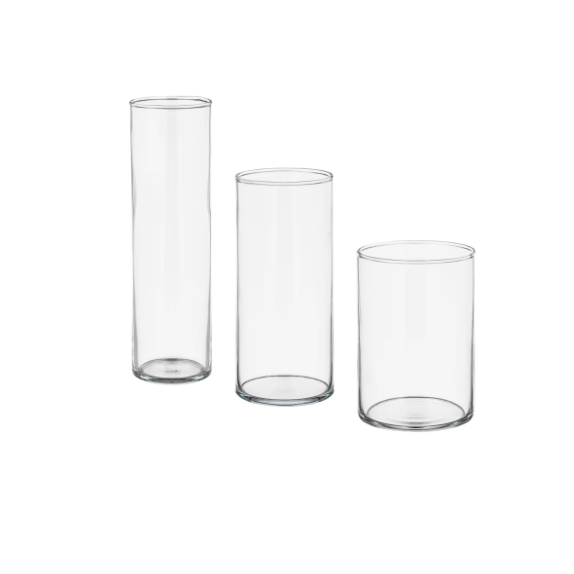 CYLINDER Vase, Set of 3 - Clear Glass