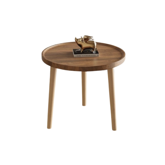 Round Three-Legged Wooden Coffee Table
