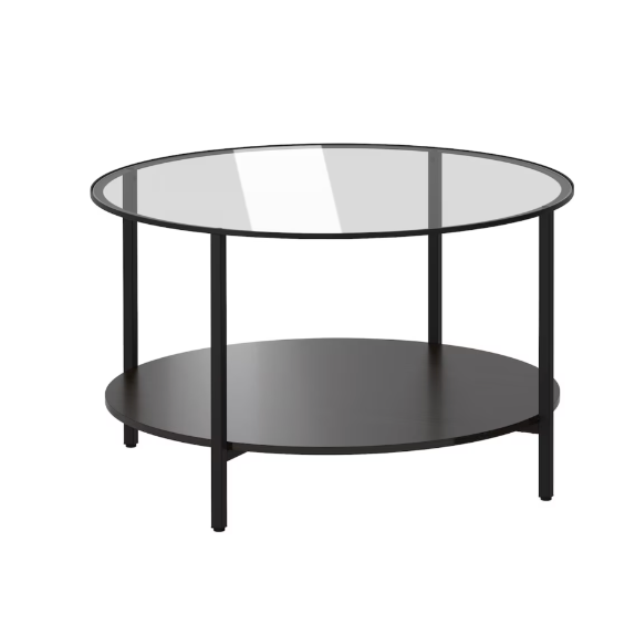 VITTSJO Coffee Table, 75 cm - Black-Brown/Glass