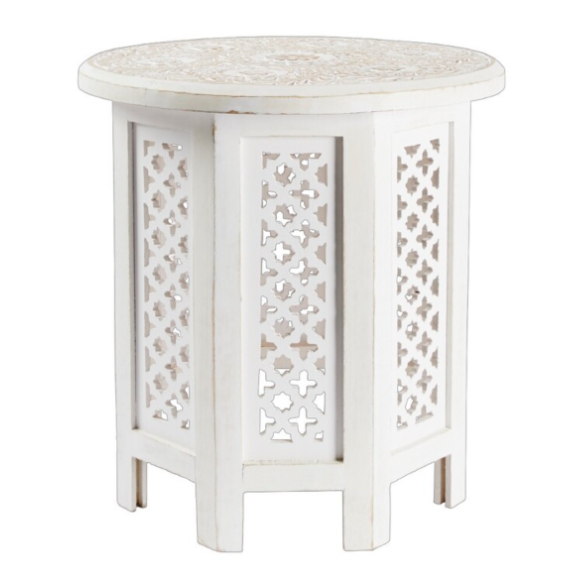 Ombre Home Bohemian Bliss Etched Table, 38 x 38 x 38 cm - White 