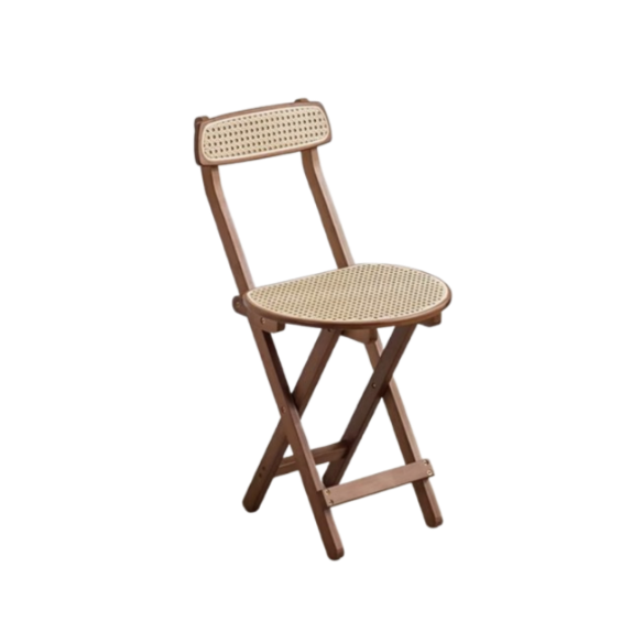 Foldable Rattan Bar Stool - Brown