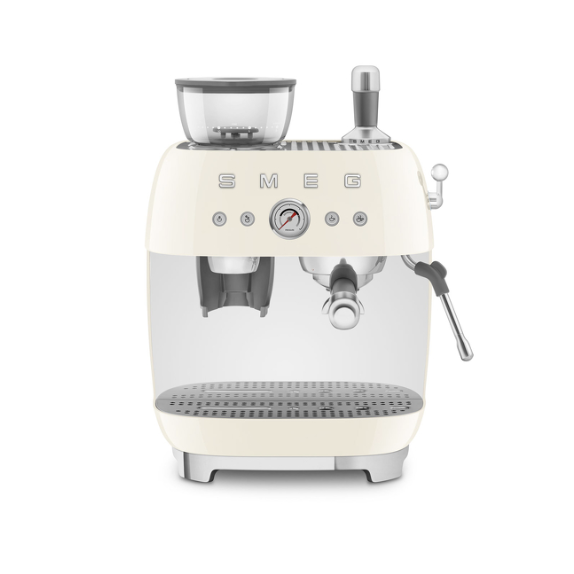 Espresso Coffee Machine with Integrated Grinder - Cream