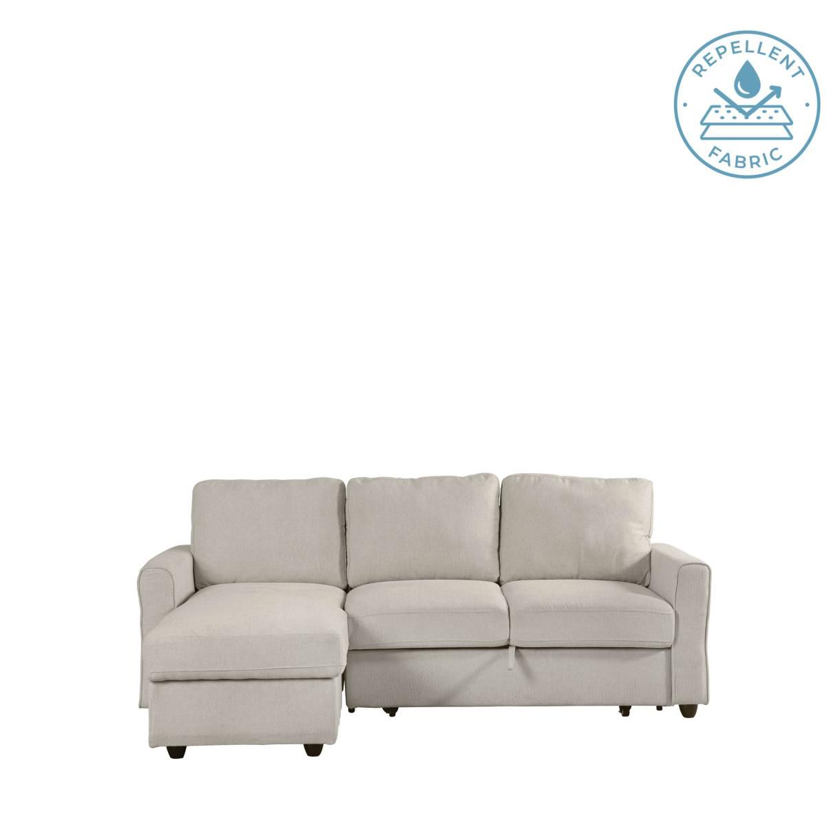 Leonard 3-Seater L-Shaped Sofa / Sofabed (Storage), Beige