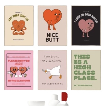 Framed Funny Bathroom Sign Canvas Painting