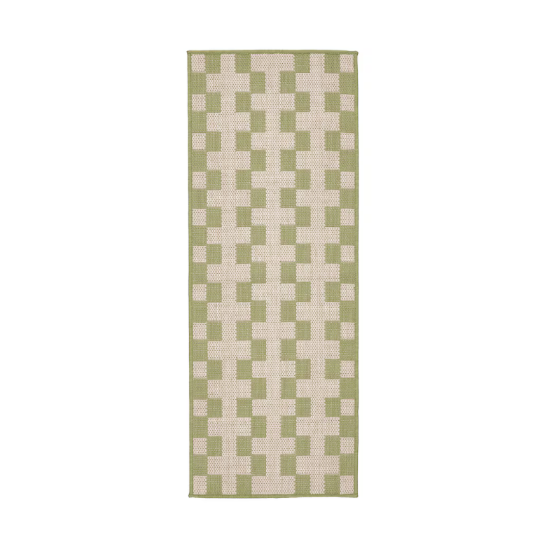 GÅNGSTIG Kitchen Mat, Flatwoven Green/Off-white