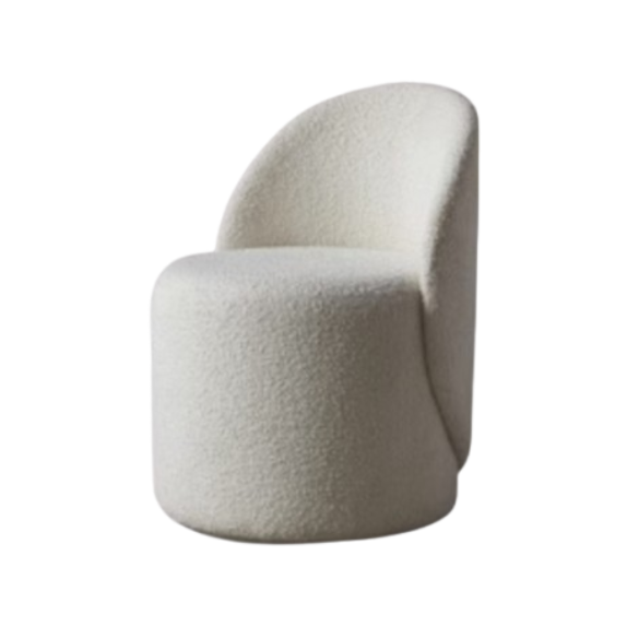 White Boucle Swivel Makeup Chair