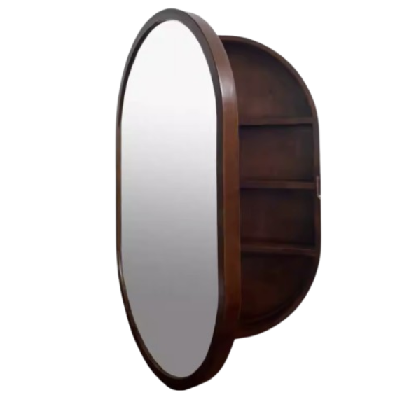 Oval Mirror Vanity Cabinet
