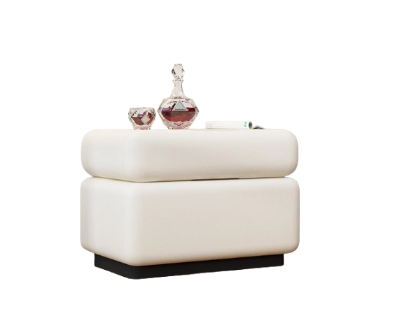 Curved Cream Bedside Table