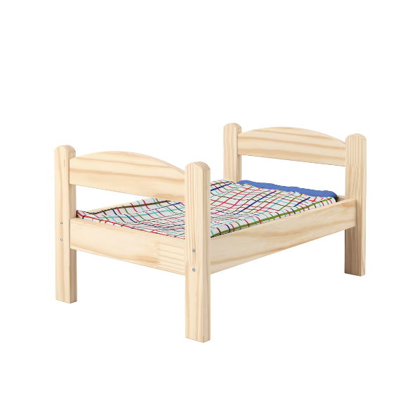 DUKTIG Doll's Bed with Bedlinen Set - Pine/Multicolour