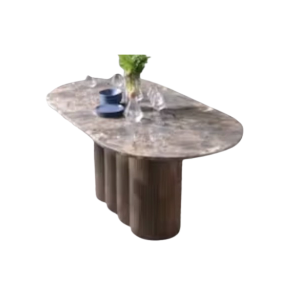 Tossa Marble Island Dining Table - Brown
